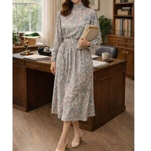 David Brooks vintage matching top skirt secretary set paisley pastel size S